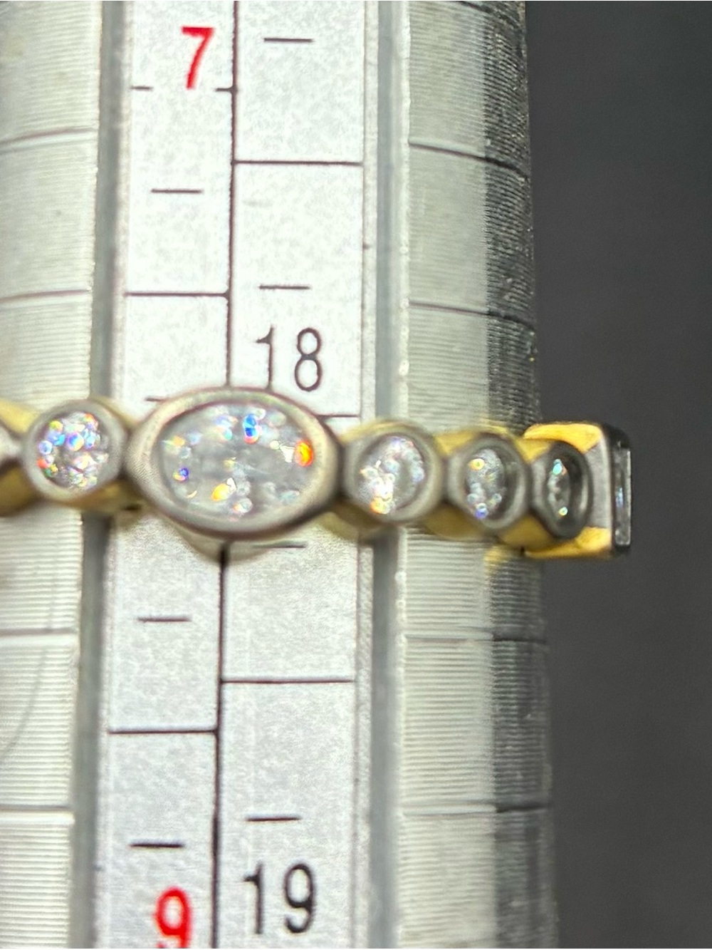 Freida Rothman Two-Tone Gold & Black Oval CZ Ring with Graduated Stones